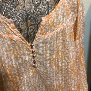 Breezy Orange and White 3/4 Sleeve Shirt